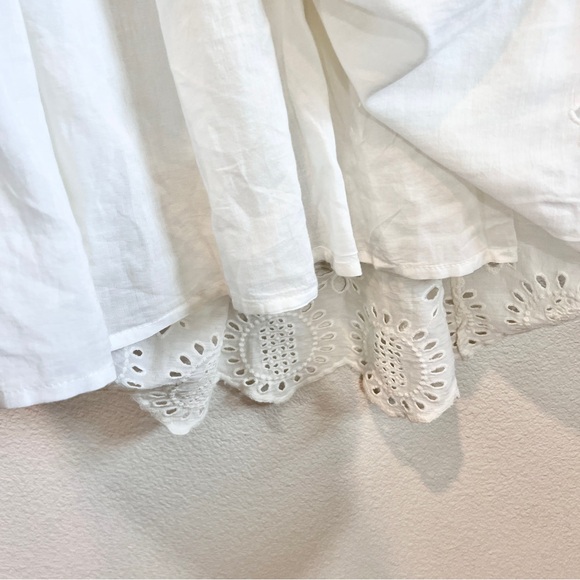 Natural Life White Smocked Cotton Eyelet Midi Dress L/XL Cottagecore Boho NWT - Picture 8 of 12